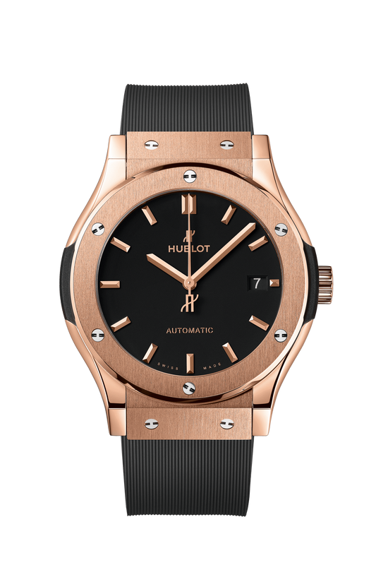 Hublot Classic Fusion King Gold 42 MM - Black Rubber Strap - Black Dial - 542.OX.1181.RX