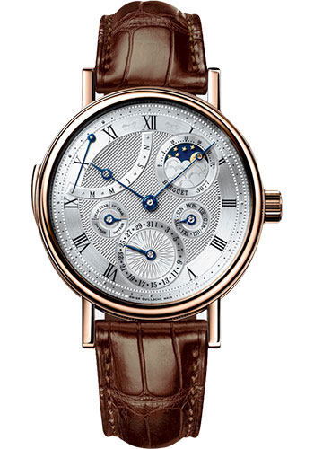 Breguet Classique Rose Gold 40 MM - Brown Leather Strap -  Silvered Gold Dial - 5447BR/1E/9V6