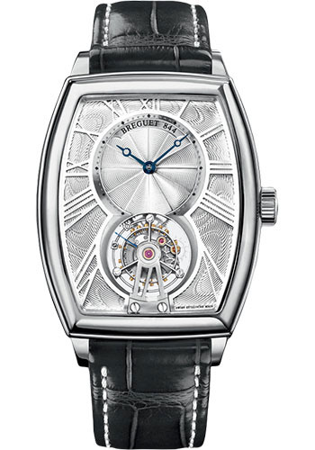 Breguet Héritage Platinum 42 x 35 MM - Black Leather Strap - Silver Gold Dial - 5497PT/12/9V6