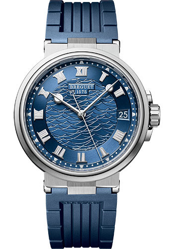 Breguet Marine Date White Gold 40 MM - Blue Rubber Strap - Blue Dial - 5517BB/Y2/5ZU