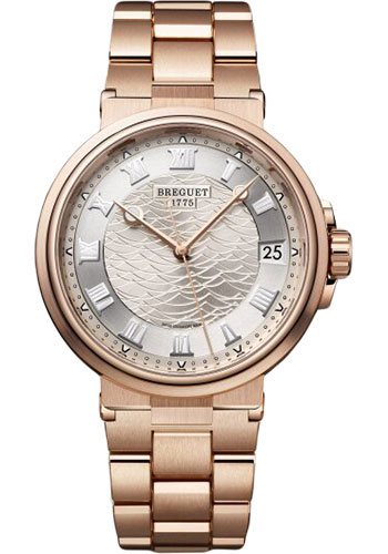 Breguet Marine Date Rose Gold 40 MM - Rose Gold Bracelet - Silver Dial - 5517BR/12/RZ0