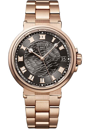 Breguet Marine Date Rose Gold 40 MM - Rose Gold Bracelet - Black Dial - 5517BR/G3/RZ0