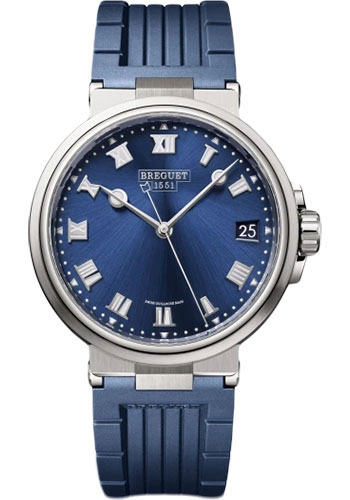 Breguet Marine Date Titanium 40 MM - Blue Rubber Strap - Blue Dial - 5517TI/Y1/5ZU