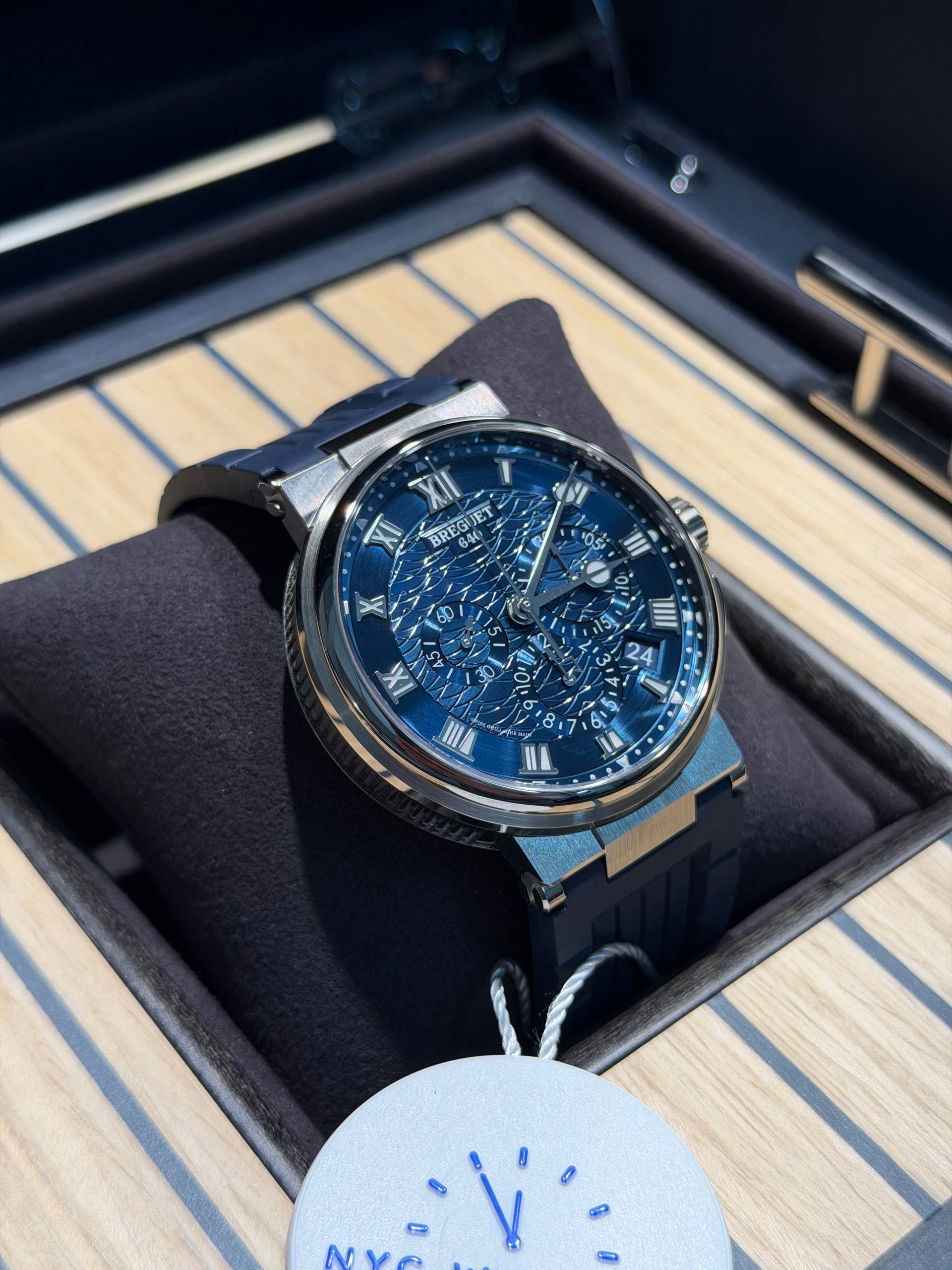 Breguet Marine Chronograph White Gold 42.3 MM - Blue Rubber Strap - Blue Dial - 5527BB/Y2/5WV