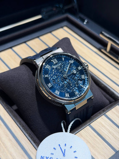 Breguet Marine Chronograph White Gold 42.3 MM - Blue Rubber Strap - Blue Dial - 5527BB/Y2/5WV