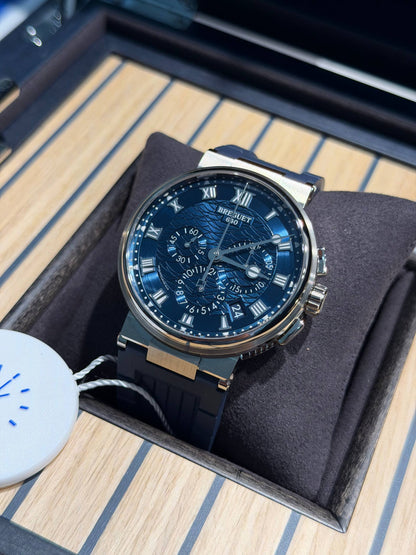 Breguet Marine Chronograph White Gold 42.3 MM - Blue Rubber Strap - Blue Dial - 5527BB/Y2/5WV