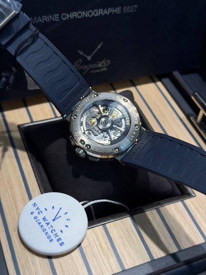 Breguet Marine Chronograph White Gold 42.3 MM - Blue Rubber Strap - Blue Dial - 5527BB/Y2/5WV