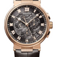 Breguet Marine Chronograph Rose Gold 42.3 MM - Black Leather Strap - Black Dial - 5527BR/G3/9WV