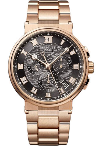 Breguet Marine Chronograph Rose Gold 42.3 MM - Rose Gold Bracelet - Black Dial - 5527BR/G3/RW0