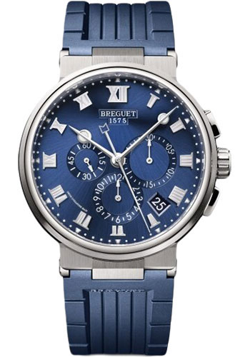 Breguet Marine Chronograph Titanium 42.3 MM - Blue Rubber Strap - Blue Dial - 5527TI/Y1/5WV