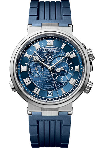 Breguet Marine White Gold 40 MM - Blue Rubber Strap - Blue Dial - 5547BB/Y2/5ZU