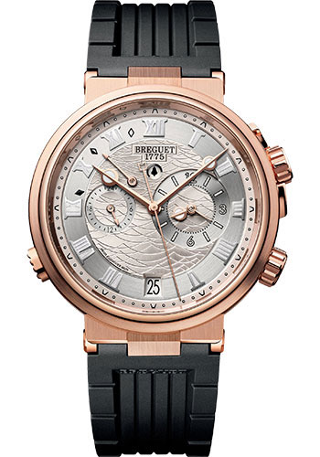 Breguet Marine Rose Gold 40 MM - Black Rubber Strap - Silver Gold Dial - 5547BR/12/5ZU