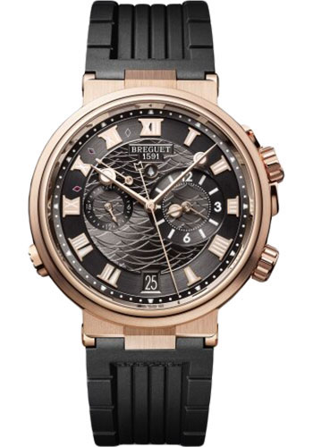 Breguet Marine Rose Gold 40 MM - Black Rubber Strap - Black Dial -  5547BR/G3/5ZU