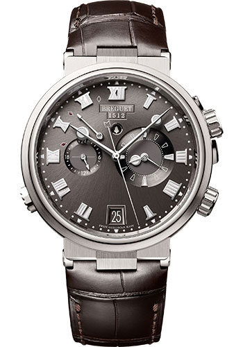 Breguet Marine Titanium 40 MM - Black Leather Strap - Sunburst Slate Grey Dial - 5547TI/G2/9ZU