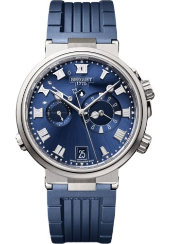 Breguet Marine Titanium 40 MM - Blue Rubber Strap - Blue Dial -  5547TI/Y1/5ZU