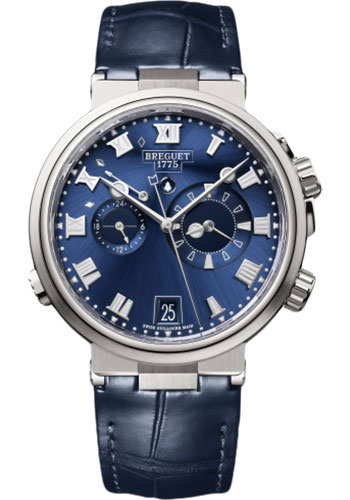 Breguet Marine Titanium 40 MM - Blue Leather Strap - Blue Dial -  5547TI/Y1/9ZU