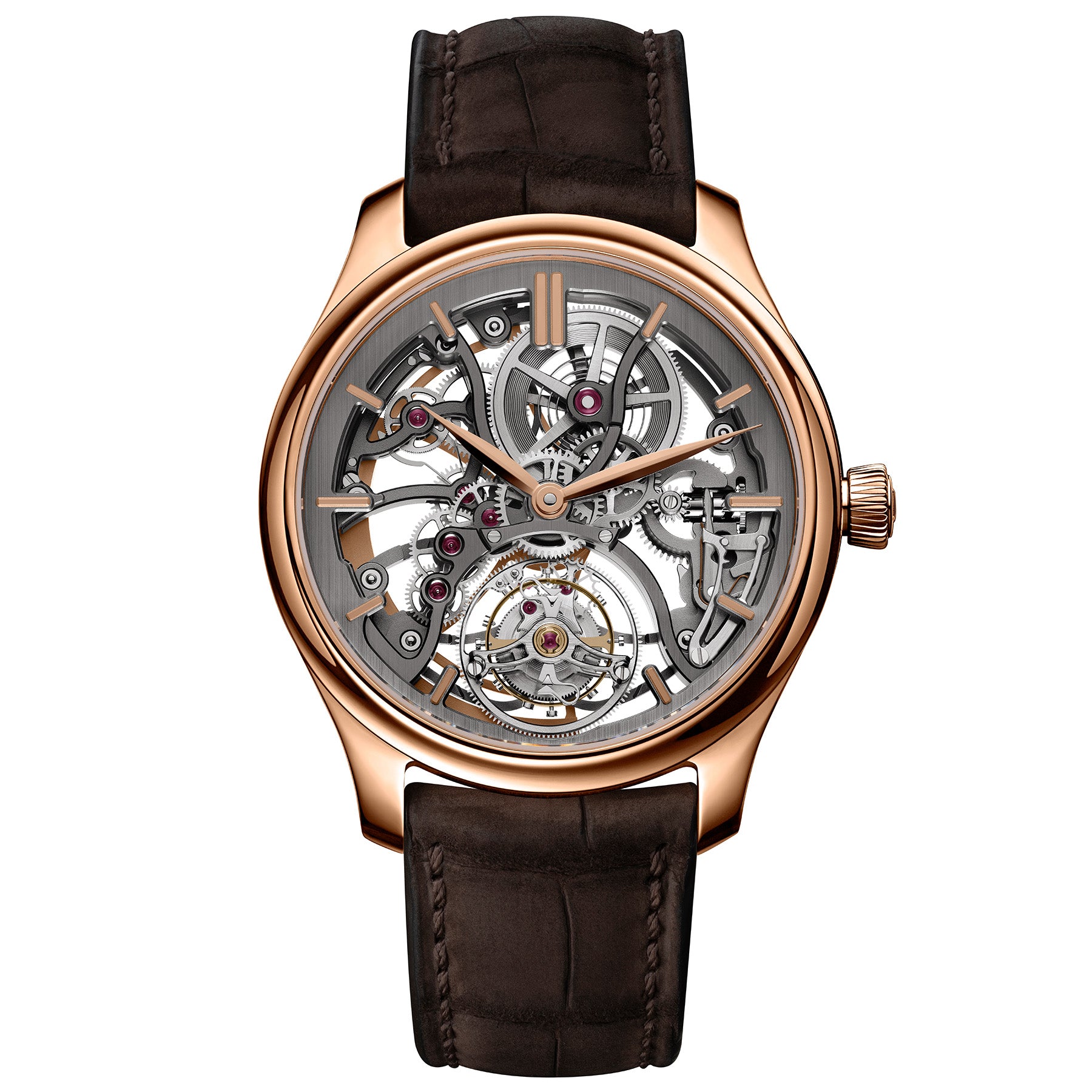 H. Moser & Cie Endeavour Tourbillon Skeleton - 40 MM - Red Gold - Skeleton Dial - Leather Bracelet - 1814-0400