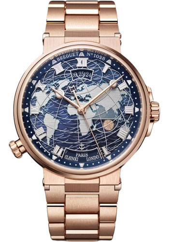 Breguet Marine Hora Mundi Rose Gold 43.9 MM - Rose Gold Bracelet - Blue Dial - 5557BR/YS/RW0