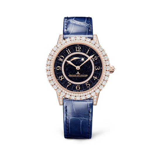 JLC - Rendez-Vous Dazzling Shooting Star - 36 MM - Pink Gold - Blue Aventurine Dial - Diamond Bezel - Blue Leather Strap - Q364247J