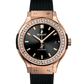 Hublot Classic Fusion Racing King Gold Diamonds 38 MM - Black Rubber Strap - Diamond Bezel - Satin Black Sunrays Dial - 565.OX.1480.RX.1204