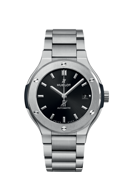 Hublot Classic Fusion Titanium 38 MM - Titanium Bracelet - Satin Black Sunrays Dial - 568.NX.1470.NX