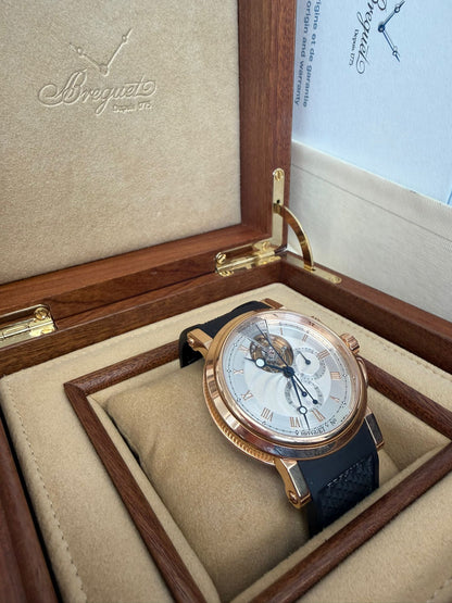 Breguet Marine Tourbillon Rose Gold 43 MM - Black Rubber Strap - Silver Dial - 5837