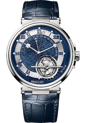 Breguet Marine Équation Marchant Platinum 43.9 MM - Blue Leather Strap - Blue Dial -  5887PT/Y2/9WV