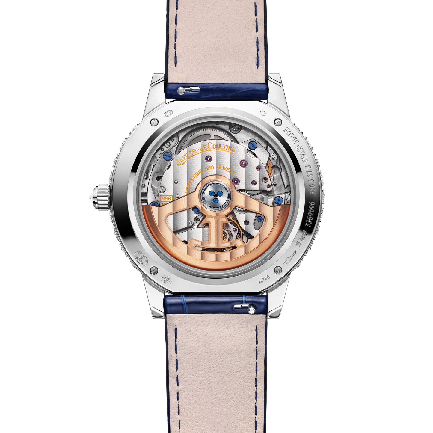 JLC - Rendez-Vous Dazzling Night & Day - 36 MM - White Gold - Mother-Of-Pearl Diamond-Set Dial - Diamond Bezel - Blue Leather Strap - Q3433570