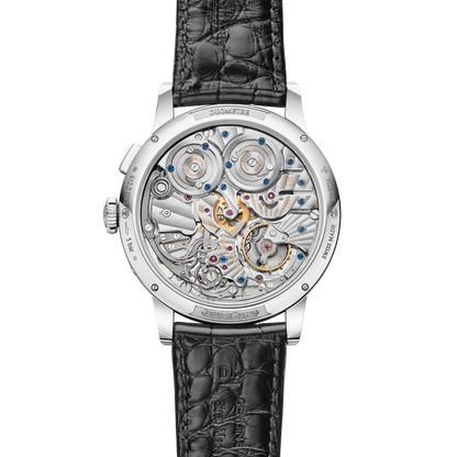 JLC - Duometre Chronograph Moon - 42.5 MM - Platinum - Salmon Dial - Black Leather Strap - Q622656J
