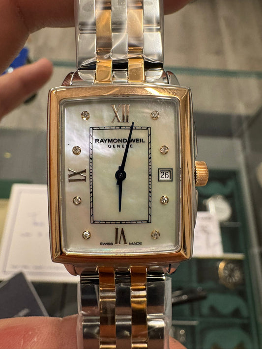 Raymond Weil Toccata Two Tone Stainless Steel and Rose Gold 22.6 x 28.1 MM - White Mother of Pearl Dial - 5925-SP5-00995