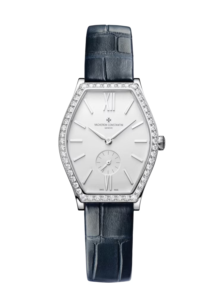 Vacheron Constantin Malte White Gold 34.4x28.4 MM - Blue Leather Strap - Diamond Bezel - Silver Dial - 81515/000G-9891