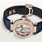 Cartier Pasha de Cartier Rose gold 35 MM - Blue Alligator Leather Strap - Diamond Bezel - Opaline Flinqué Dial - WJPA0020