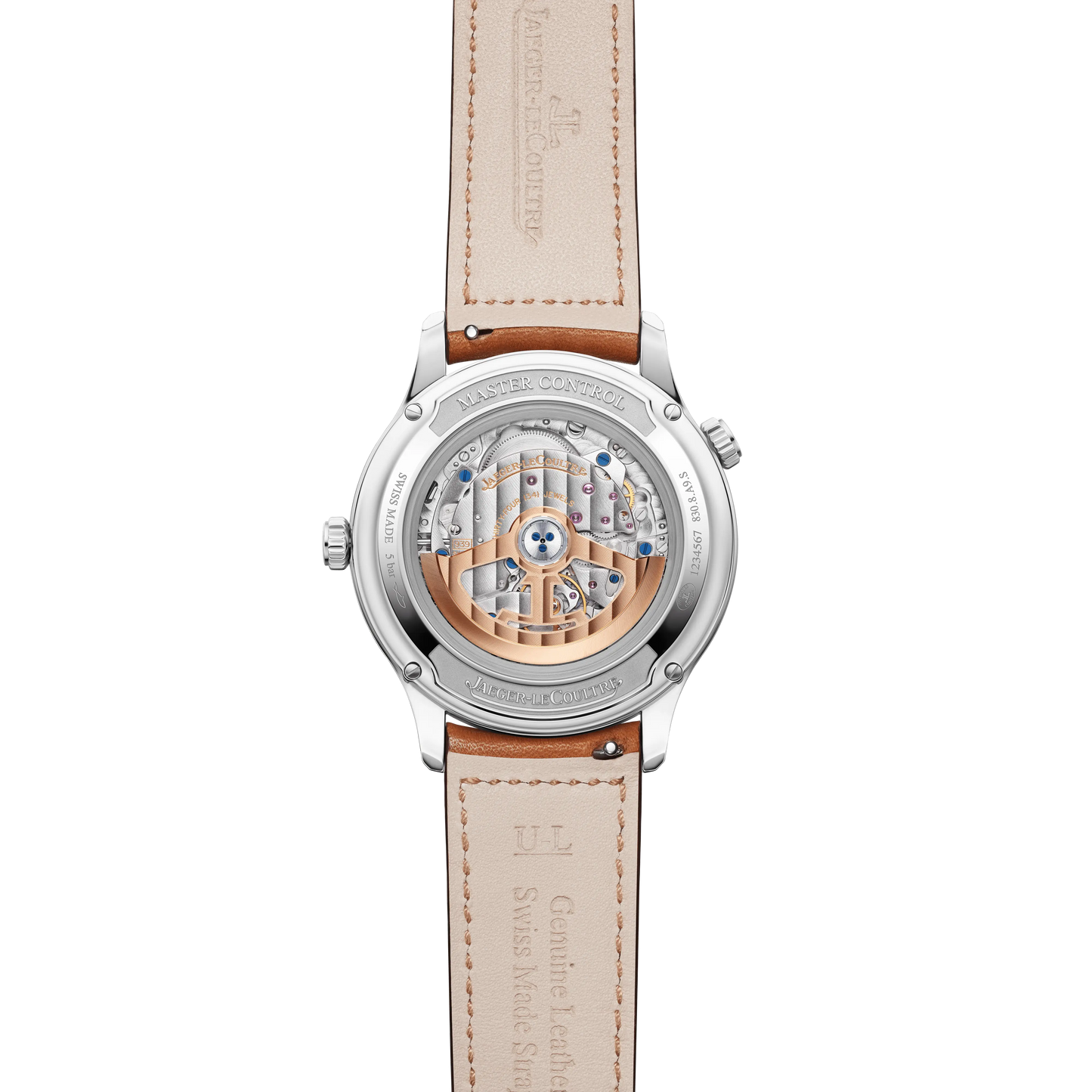 JLC - Master Control Geographic - 40 MM - Stainless Steel - Silvered-Gray Dial - Brown Leather Strap - Q4128421