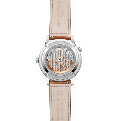 JLC - Master Control Geographic - 40 MM - Stainless Steel - Silvered-Gray Dial - Brown Leather Strap - Q4128421