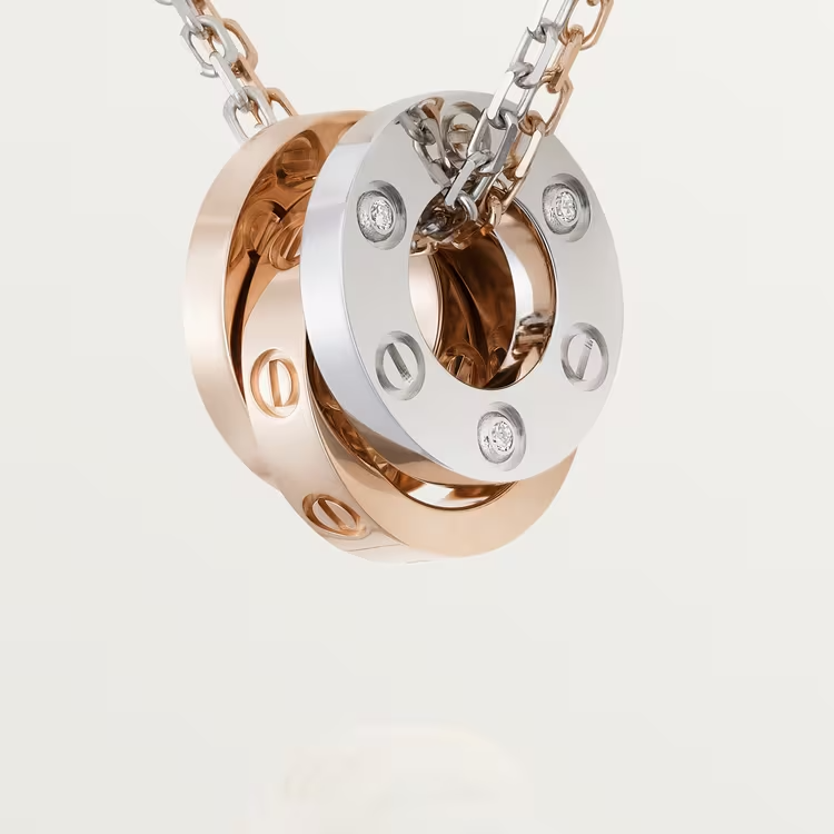 Cartier Love Necklace - Rose Gold and White Gold - Diamonds - B7219700