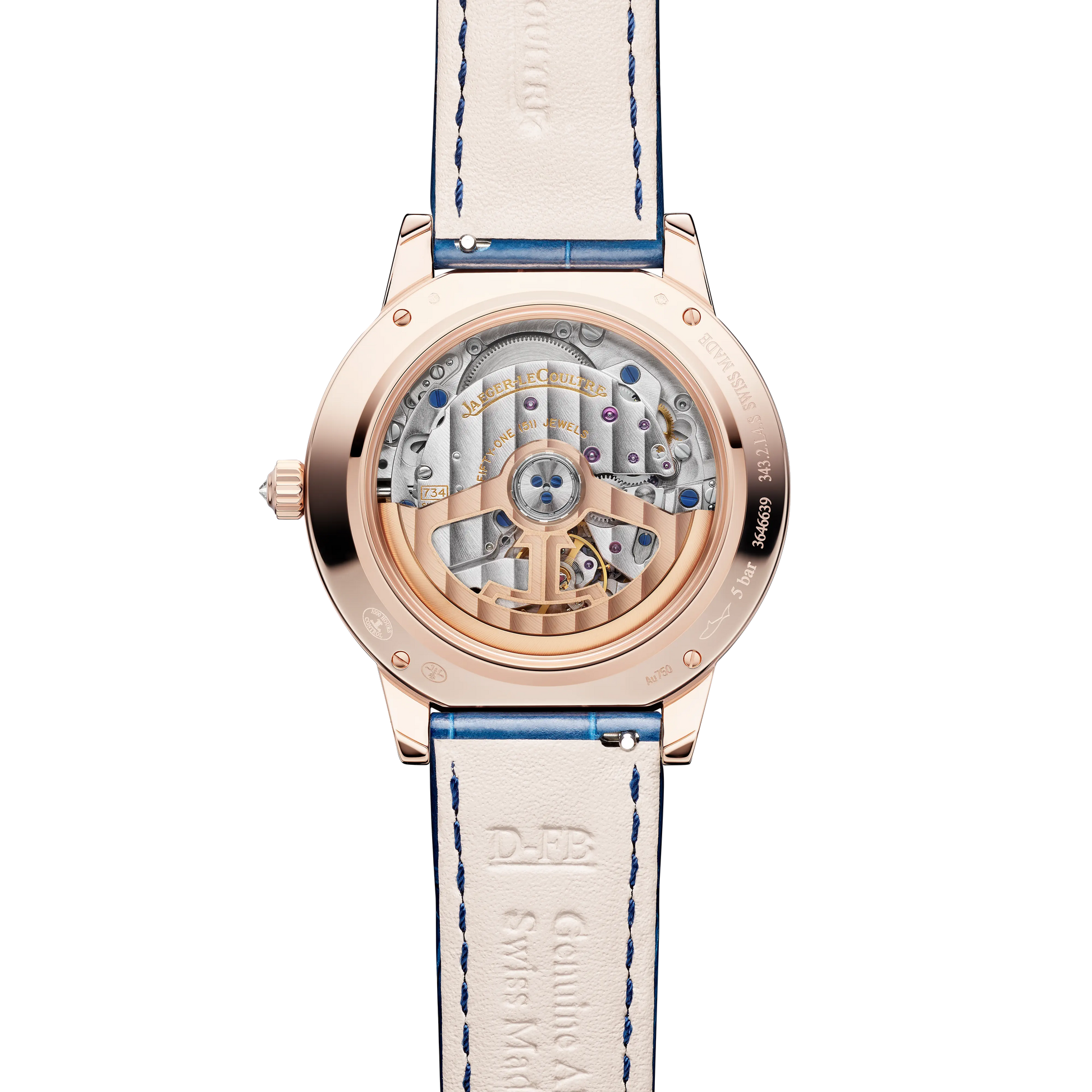 JLC - Rendez-Vous Jewellery Shooting Star - Limited Edition - 36 MM - Pink Gold - Shooting Star Motif Dial - Diamond-Set Bezel - Blue Leather Strap - Q36424C2