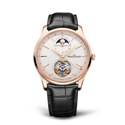 JLC - Master Ultra Thin Tourbillon Moon - 41.5 MM - Pink Gold - Eggshell Beige Dial - Black Leather Strap - Q169242J
