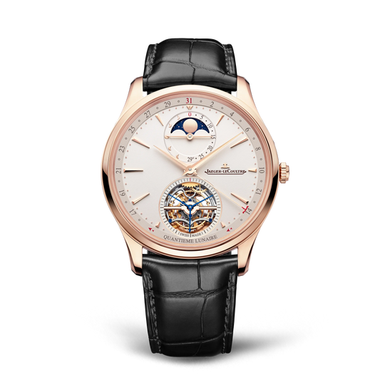 JLC - Master Ultra Thin Tourbillon Moon - 41.5 MM - Pink Gold - Eggshell Beige Dial - Black Leather Strap - Q169242J