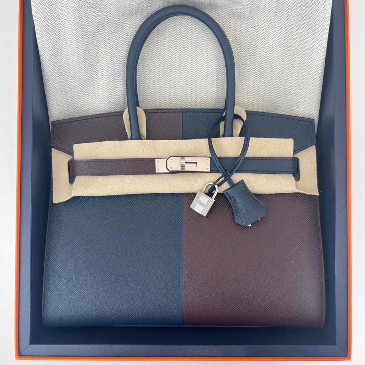 Hermès Birkin 30 - Casaque Blue Indigo & Rouge - Epsom - Palladium Hardware - B30CBIREPHW