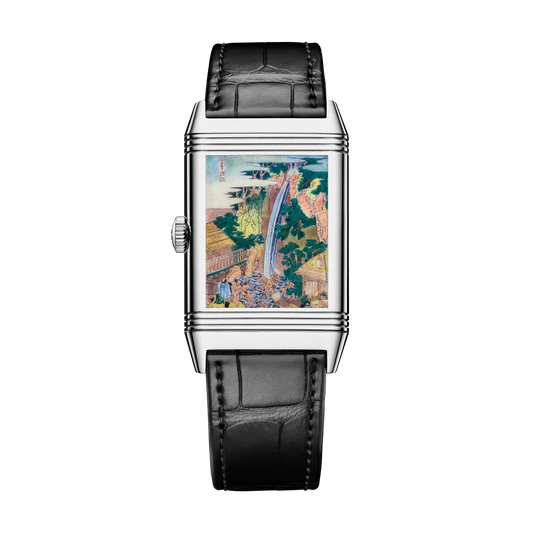 JLC - Reverso Tribute Enamel Hokusai Waterfalls Limited Edition - Roben Waterfall - 45.6 MM x 27.4 MM - White Gold - Chestnut Brown Guilloché Enamel Dial - Black Leather Strap - Q39334T7