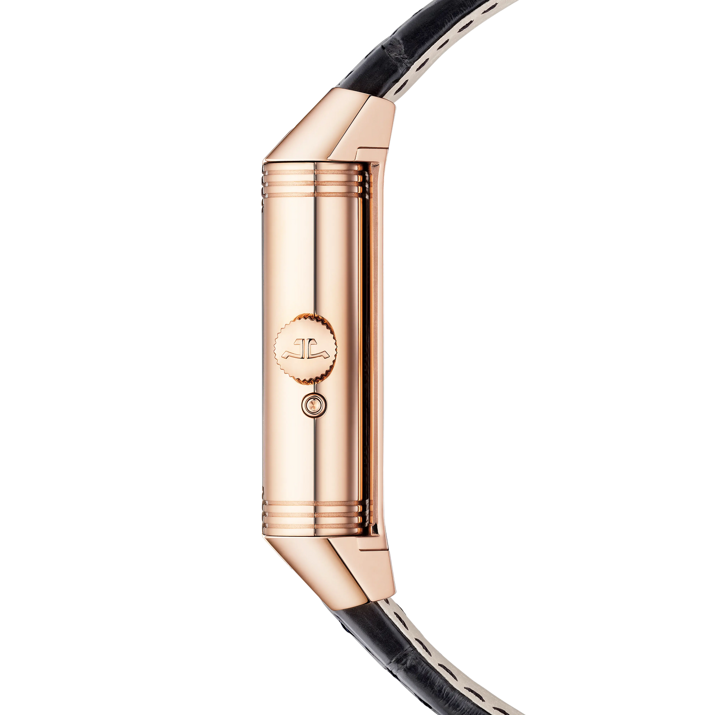 JLC - Reverso Tribute Nonantieme Enamel - Limited Edition - 49.4 MM x 29.9 MM - Pink Gold - Charcoal Gray/Blue Enamel Dial - Black Leather Strap - Q71125E1