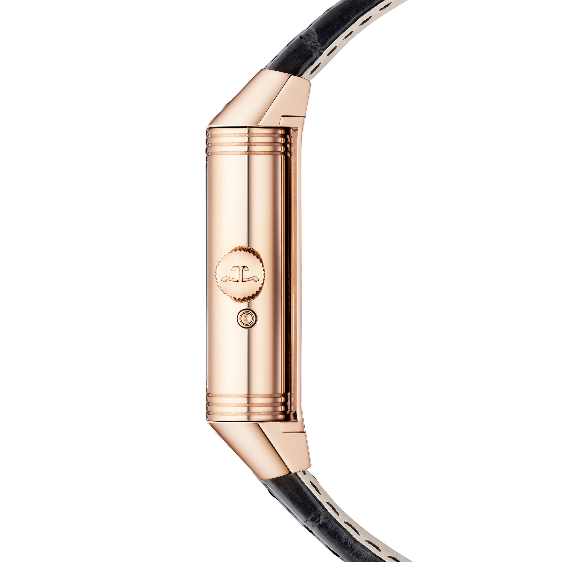 JLC - Reverso Tribute Nonantieme Enamel - Limited Edition - 49.4 MM x 29.9 MM - Pink Gold - Charcoal Gray/Blue Enamel Dial - Black Leather Strap - Q71125E1