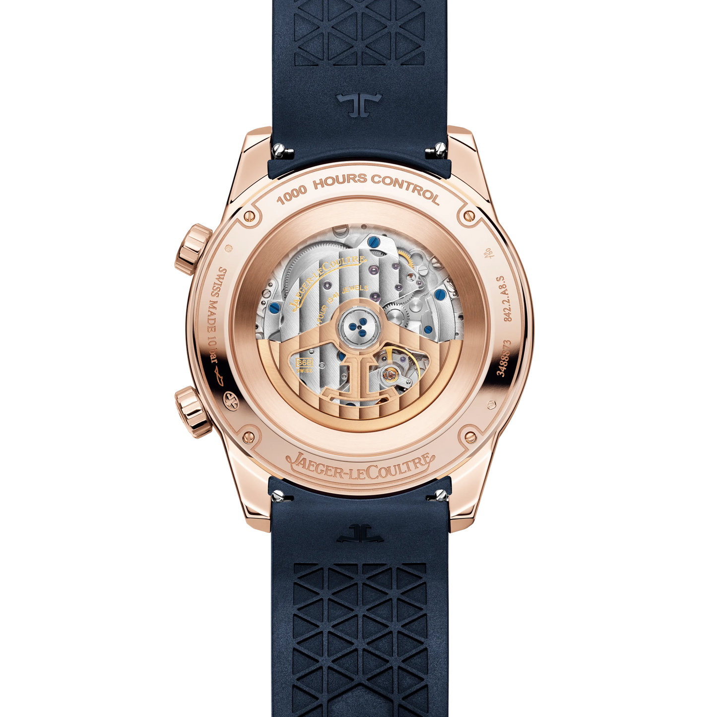 JLC - Polaris Perpetual Calendar - 42 MM - Pink Gold - Ocean Blue Dial - Blue Rubber Strap - Q9082681