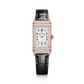 JLC - Reverso One Duetto Jewelry - 40 MM x 20 MM - Pink Gold - Silvered-Gray/Black Dial - Diamond-Pavé Case - Black Leather Strap - Q336247J