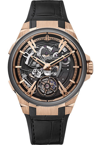 Ulysse Nardin Blast Hourstriker Rose Gold and Titanium Case 45 MM - Black Leather Strap - Black Dial - 6215-400/02