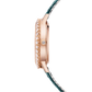 JLC - Rendez-Vous Dazzling Night & Day - 36 MM - Pink Gold - Green Sunray-Brushed Dial - Diamond Bezel - Green Leather Strap - Q343247J