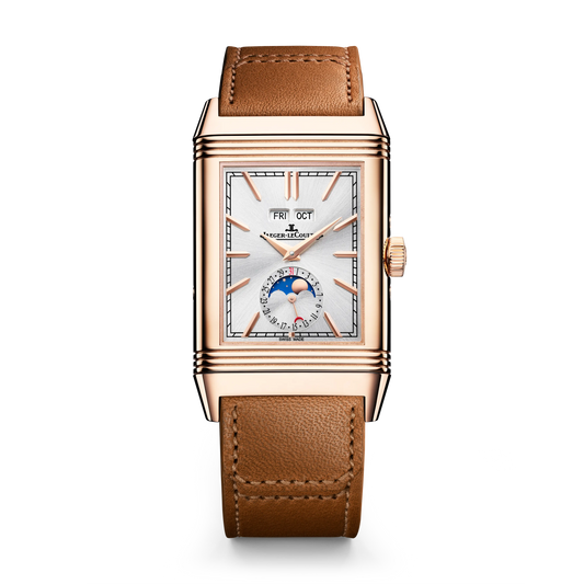 JLC - Reverso Tribute Duoface Calendar - 49.4 MM x 29.9 MM - Pink Gold - Silvered-Gray/Dark Gray Dial - Brown/Black Leather Strap - Q3912532
