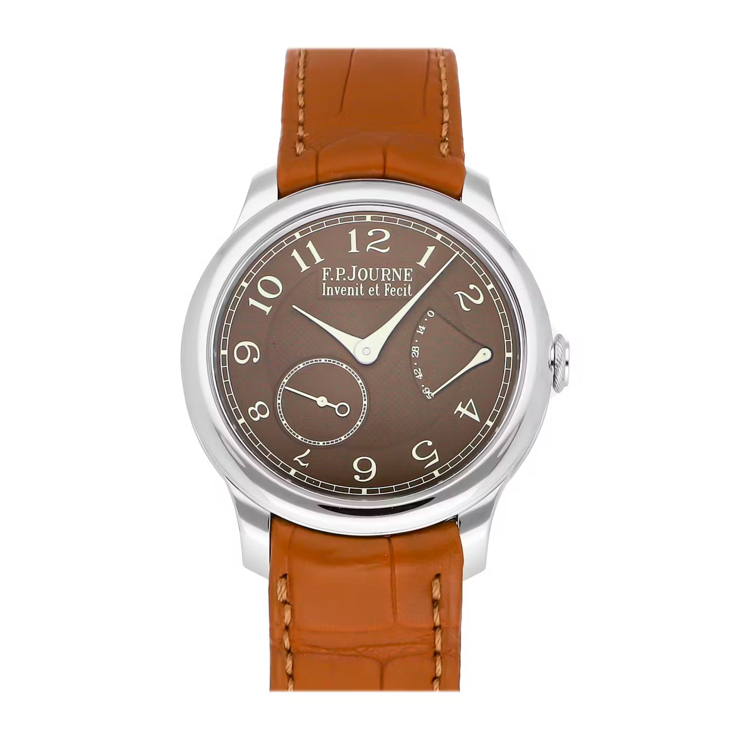 F.P. Journe Classique Chronometre Souverain Platinum 40 MM - Orange Leather Strap - Brown Dial - CSH PT 40 A BR nyc watcher nyc watches