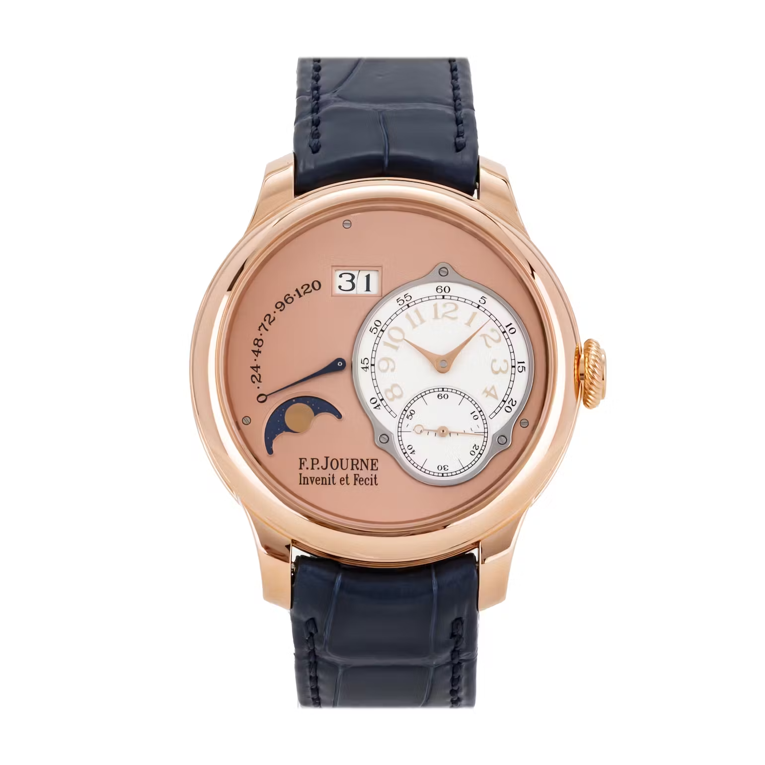 F.P. Journe Classique Octa Lune Rose Gold 42 MM - Blue Leather Strap - Rose Dial - L G 42 A RG nyc watcher nyc watches