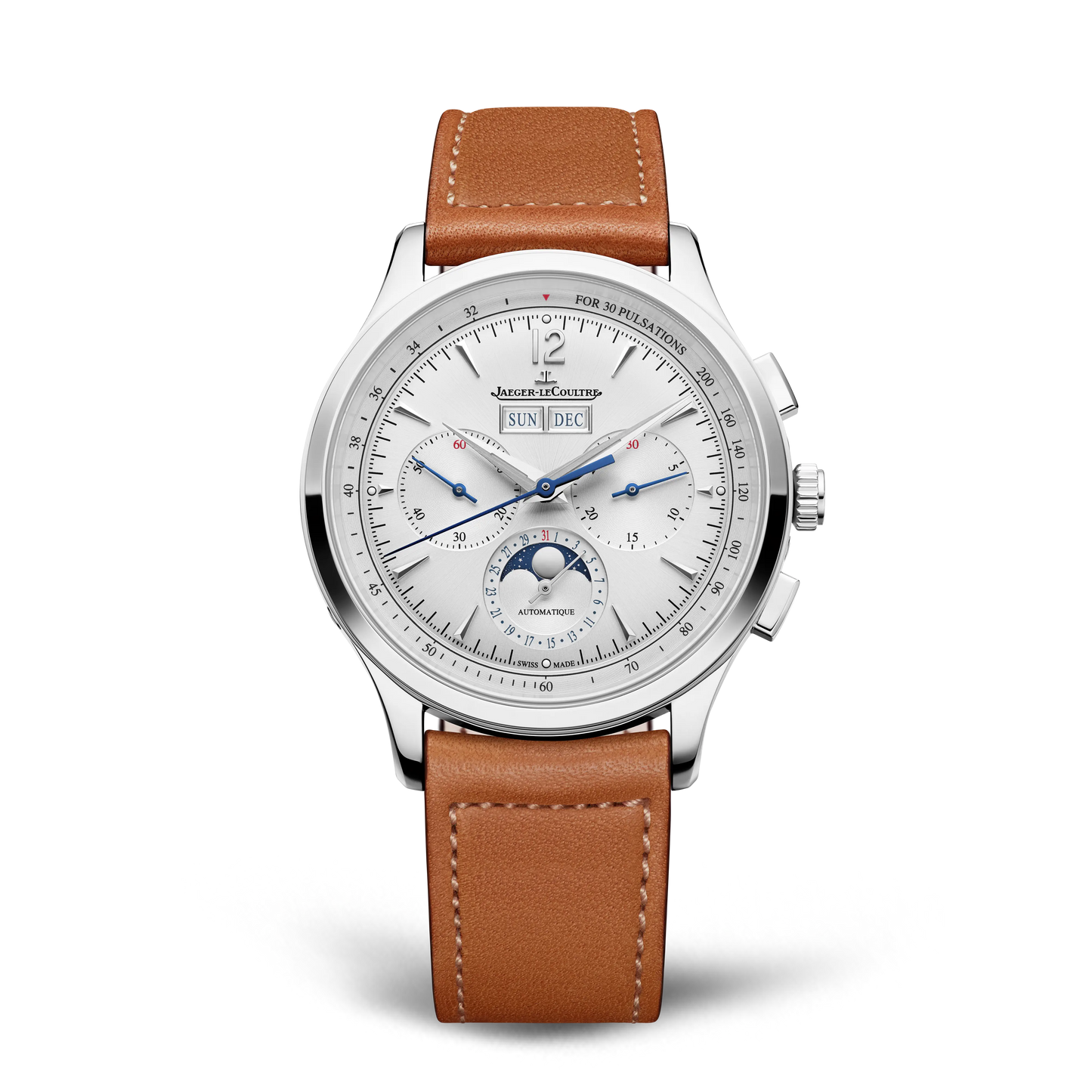 JLC - Master Control Chronograph Calendar - 40 MM - Stainless Steel - Gray Dial - Brown Leather Strap - Q4138431